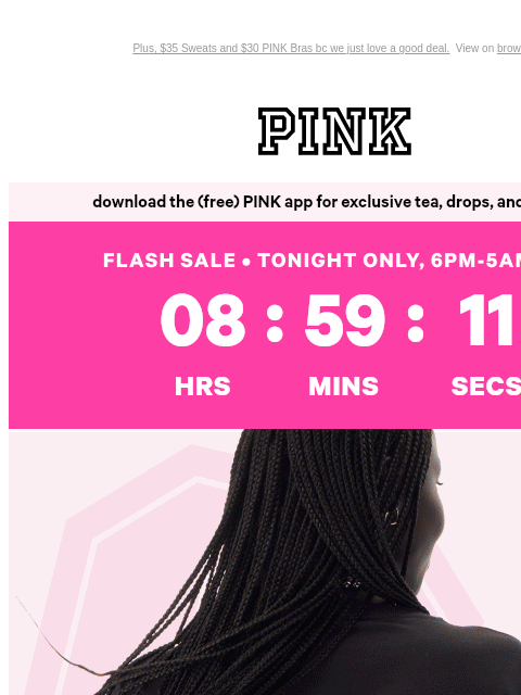 vspink newsletter: Tonight, 6PM-5AM ET 👚 Tees from $15