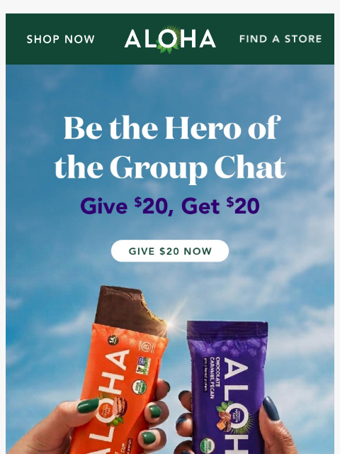 aloha newsletter: Give $20, get $20 this week only