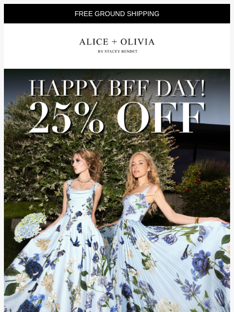 aliceandolivia newsletter: 25% off 24 HOURS ONLY