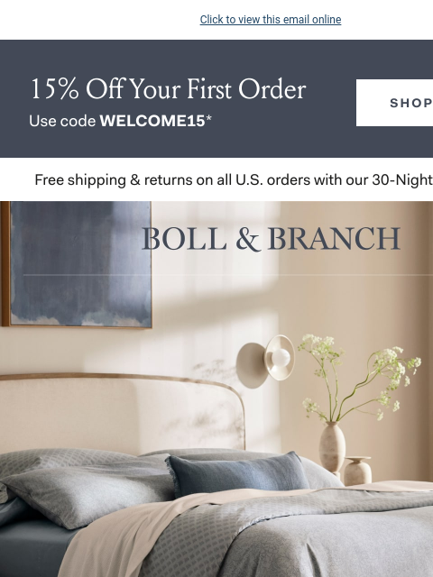 Sleep better with the softest single layer Click to view this email online 15% off Your First Order use code WELCOME15 SHOP NOW Free shipping & returns on all US orders with our 30-Night Guarantee