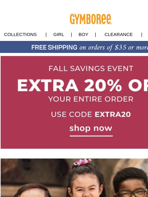 Hurry... this won't last! Use code EXTRA20 at checkout. Collections | Girl | Boy | CLEARANCE | GIFT CARDS Fall Saving Event Uniform Uniform Autumn Aventures Autumn Adventure Clearance Gift Cards |