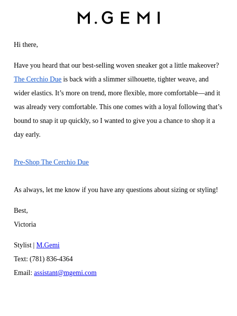 mgemi newsletter: Pre-Shop The Cerchio Due