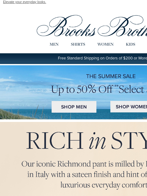 brooksbrothers newsletter: New hues: The bestselling Richmond pant is back