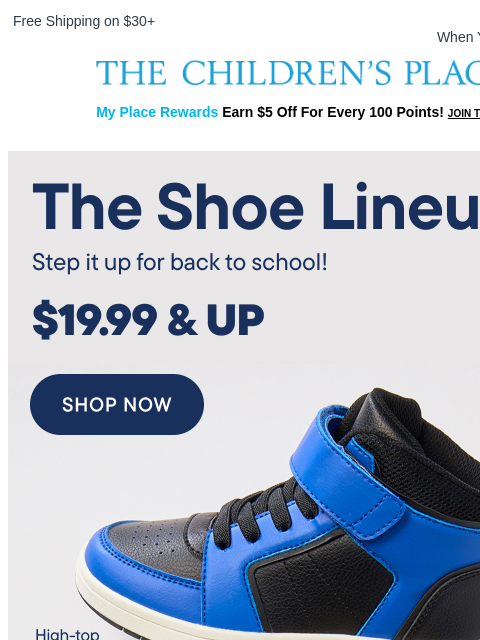 childrensplace newsletter: The School Sneaker Edit: $19.99 & Up 👟