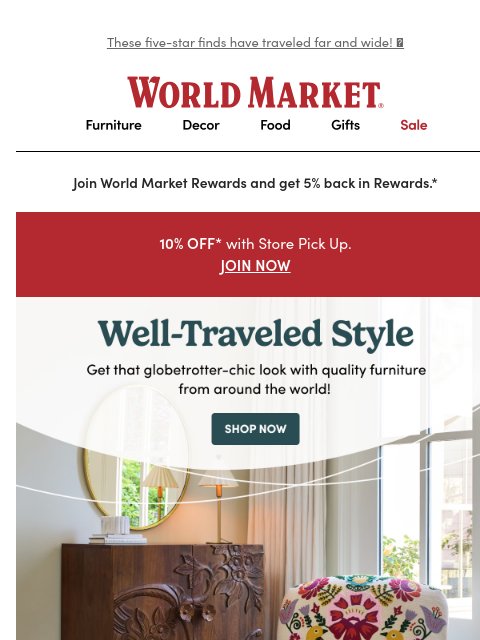emailworldmarket newsletter: Explore global furniture 🌎