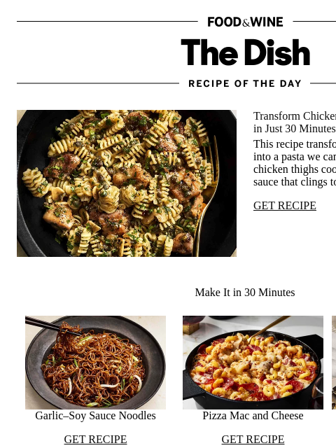 foodandwine newsletter: Chicken Piccata Pasta