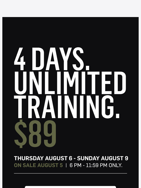 aarmy newsletter: 4 Days. Unlimited Training. $89. 🏆