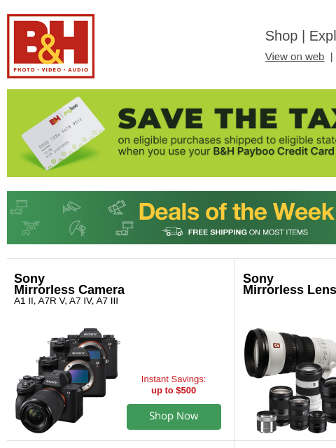bhphotovideo newsletter: Hurry! This Week's Top Deals Are Selling Fast