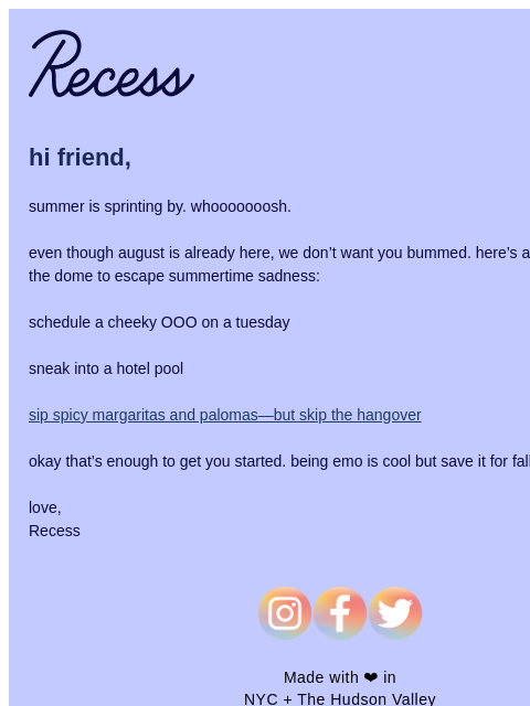 takearecess newsletter: too hot to be emo