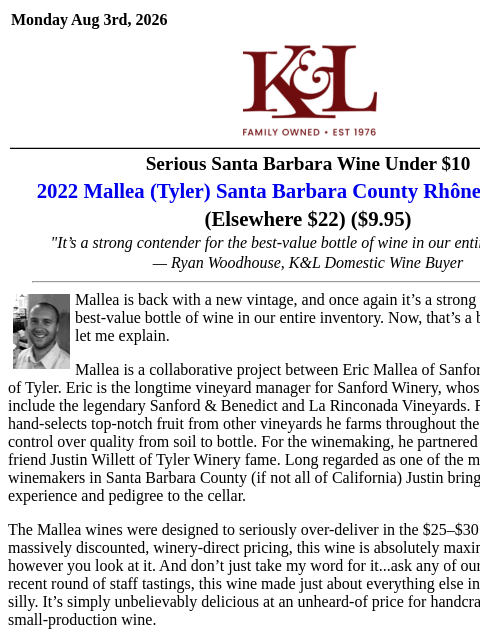 klwines newsletter: 92-Point Santa Barbara Red Under $10