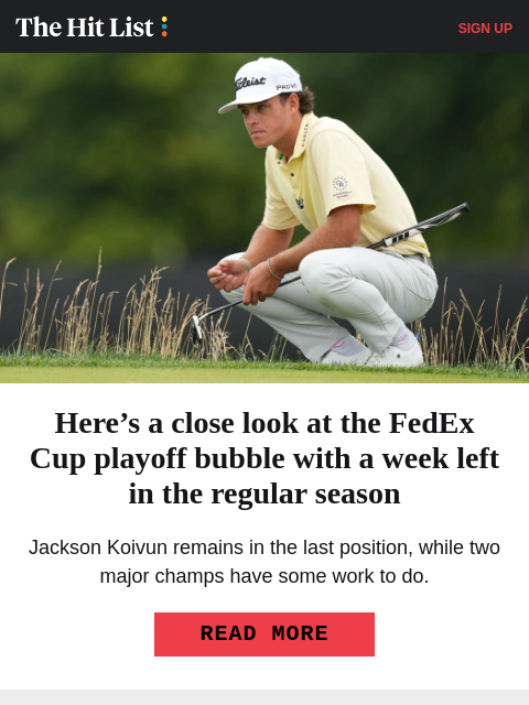golfdigest newsletter: Major champs on the FedEx Cup bubble