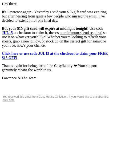 cosyhousecollection newsletter: RE: I'll delete it tonight