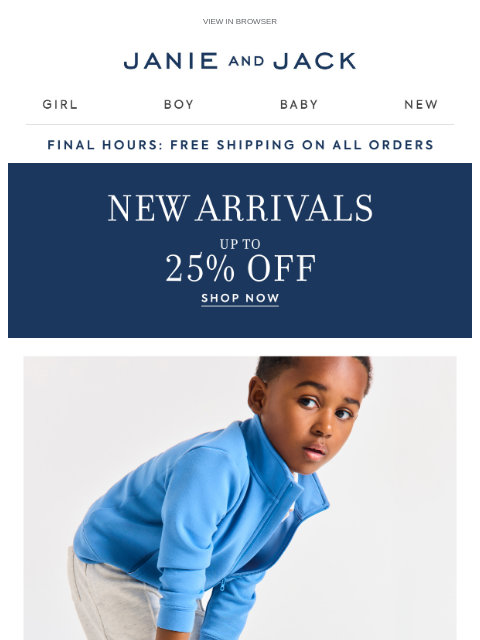 janieandjack newsletter: Final hours for free shipping