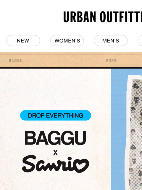 urbanoutfitters newsletter: Drop Everything! NEW: BAGGU x Sanrio 🐈‍⬛
