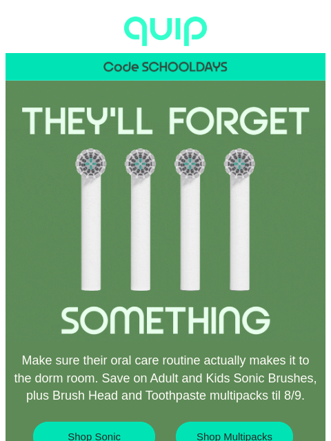 getquip newsletter: Put the “fresh” in freshman with 15% off