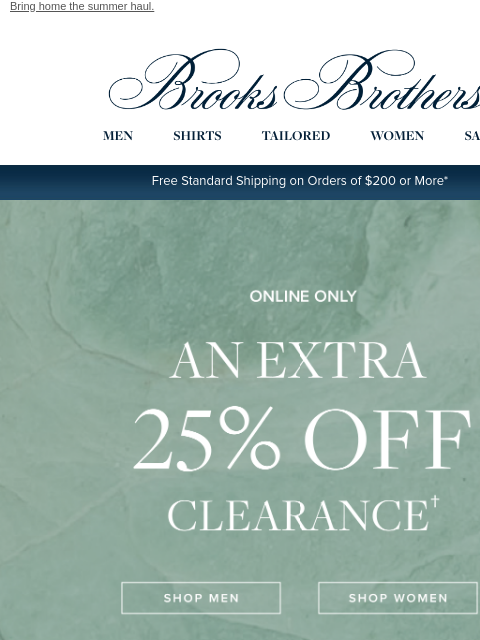 brooksbrothers newsletter: 𝐄𝐧𝐝𝐬 𝐭𝐨𝐧𝐢𝐠𝐡𝐭: an extra 25% off sale