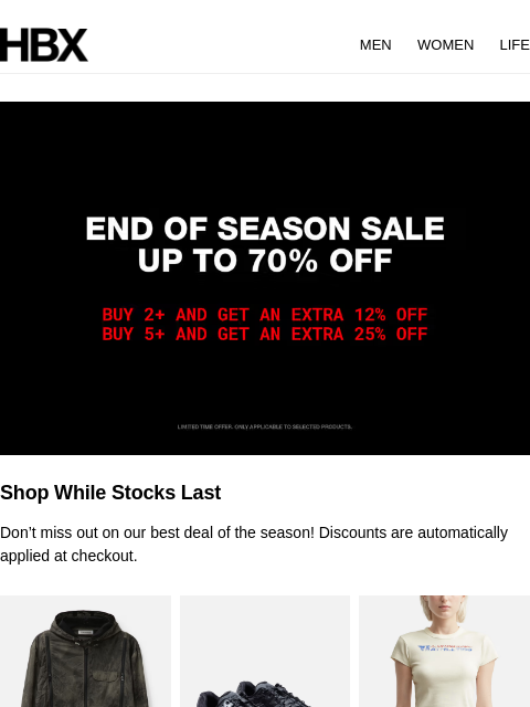 hbx newsletter: Extra 25% Off: 48 Hours Only
