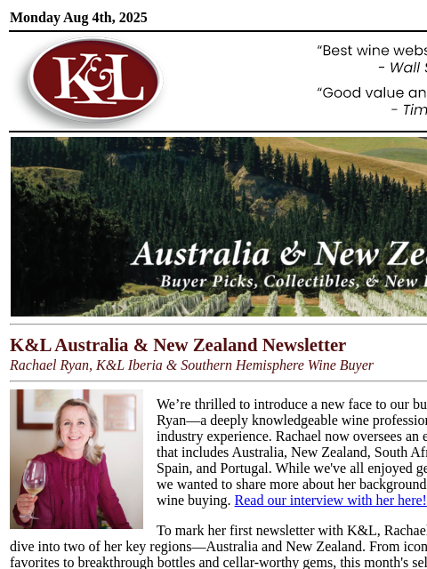 klwines newsletter: Meet K&L Buyer Rachael Ryan—Your New Guide to the ...
