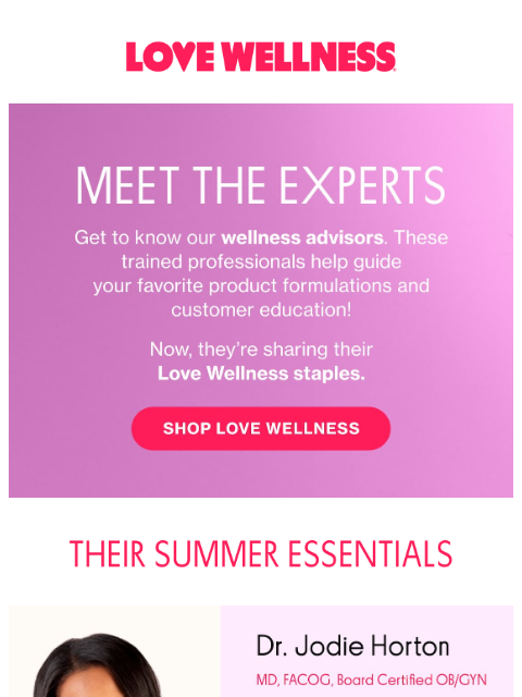 lovewellness newsletter: Get to know our experts