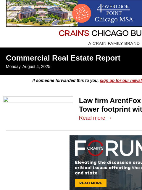crainalerts newsletter: Willis Tower tenant slashes space