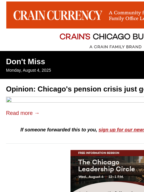 crainalerts newsletter: Did Chicago’s pension crisis just get $11B worse?