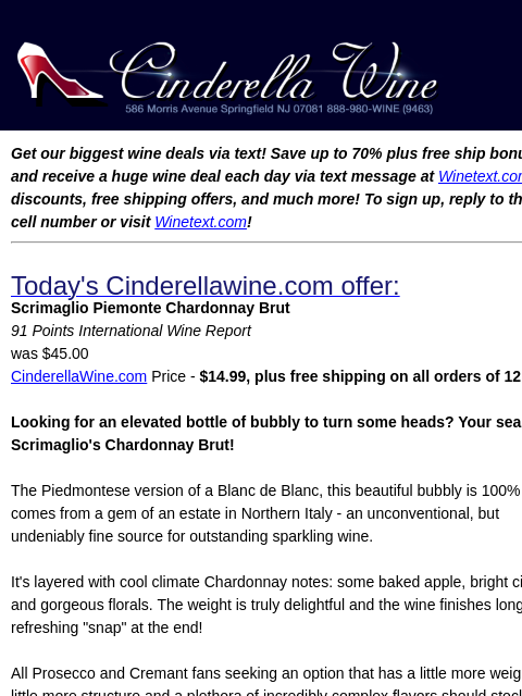 winelibrary newsletter: Scrimaglio Piemonte Chardonnay Brut (91 IWR)  Free...