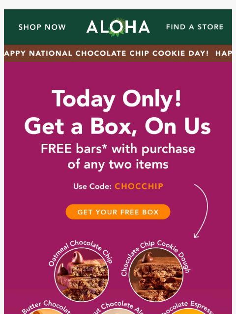 aloha newsletter: Flash sale: a free box, today only