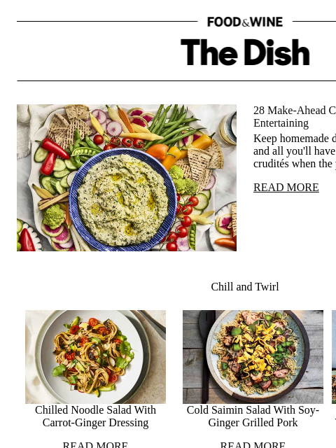 foodandwine newsletter: 28 Make-Ahead Cold Dip Recipes for Easy Entertaini...