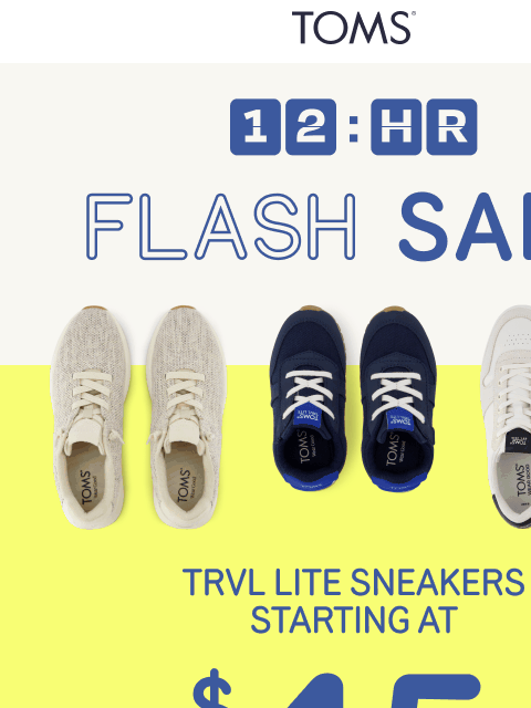 toms newsletter: ⚡12 Hours Only: TRVL LITE Sneakers From $45