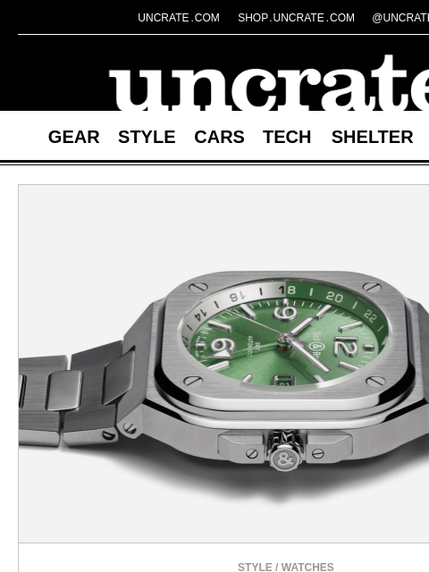uncrate newsletter: Bell & Ross BR-05 GMT Green Steel Watch & more