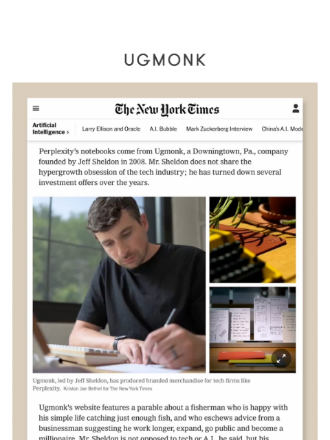 ugmonk newsletter: We're in the NYT (and not for what you'd expect)
