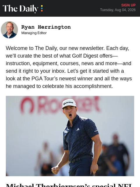 golfdigest newsletter: Welcome to The Daily