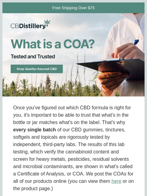 thecbdistillery newsletter: What's a COA?
