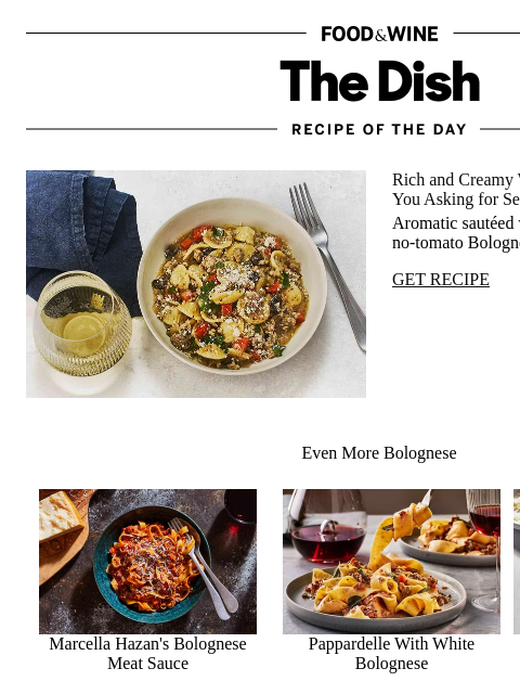foodandwine newsletter: Orecchiette With White Bolognese