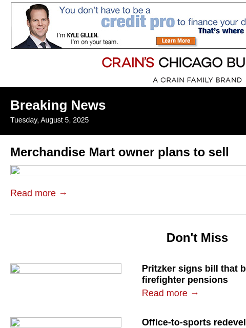 crainalerts newsletter: Merchandise Mart owner plans to sell