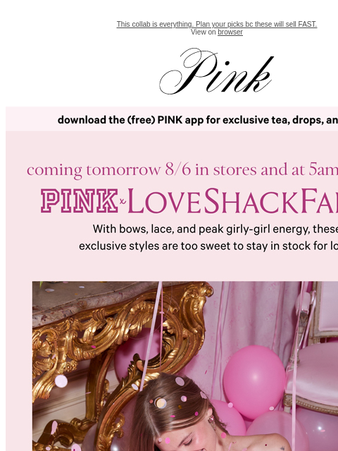vspink newsletter: Drops Tmrw: Girly-Girl Energy 💗