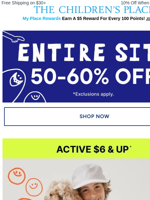 childrensplace newsletter: Sporty Picks at the Top of Our List 🛹📣⚽️