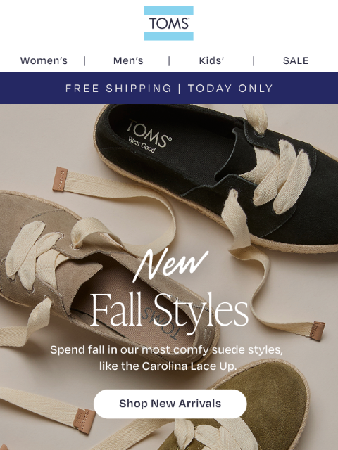 toms newsletter: Be the First to Wear New Fall Styles