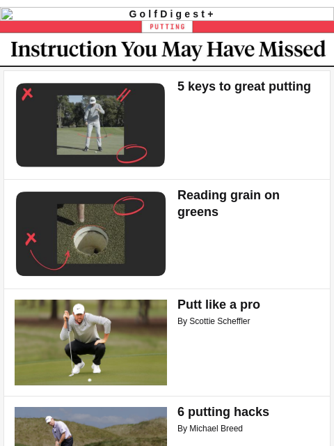 golfdigest newsletter: Working on your putting?