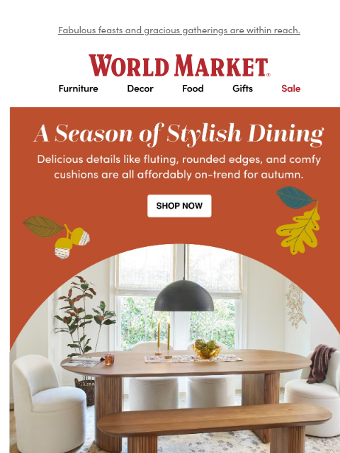 emailworldmarket newsletter: Our top 5 dining details for fall ✨🍁✨