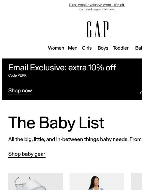 gap newsletter: New baby. New gear.