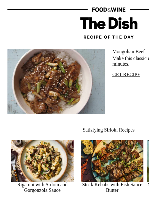 foodandwine newsletter: Mongolian Beef