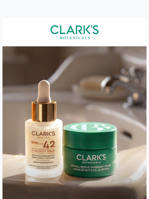 clarksbotanicals newsletter: Two actives, one appointment with your future skin