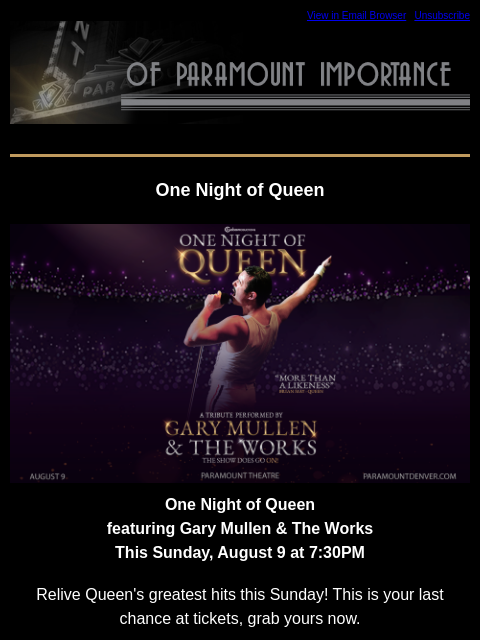 kroenkeentertainment newsletter: Don't Miss What's Coming This August!