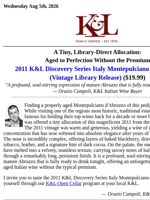 klwines newsletter: Priced to Discover: Library Release 2011 Montepulc...