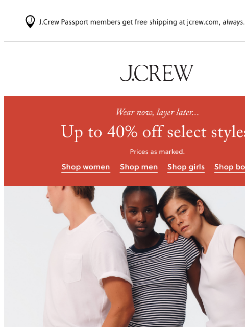 jcrew newsletter: The next generation of J.Crew chinos