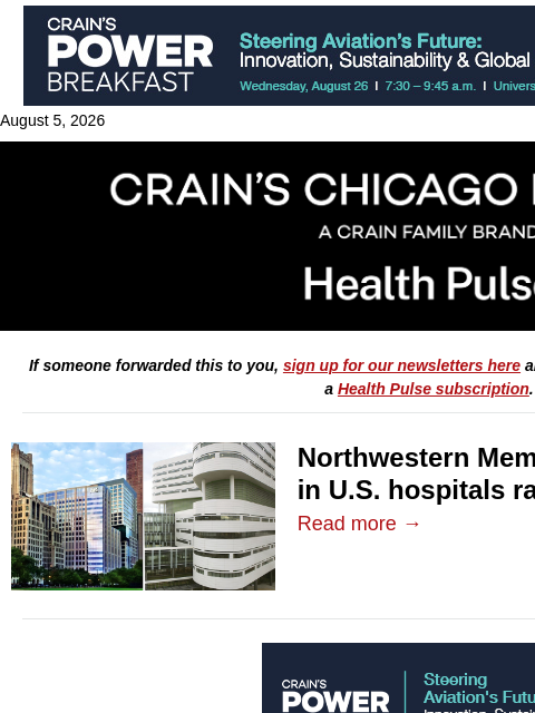 crainalerts newsletter: How Chicago's hospitals rank among the best