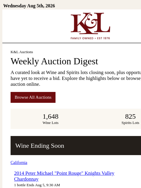 klwines newsletter: New K&L Auction Lots