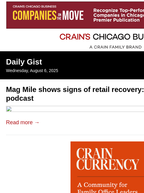 crainalerts newsletter: Mag Mile shows signs of retail recovery: Crain's D...