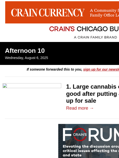 crainalerts newsletter: Large cannabis operator shutters for good